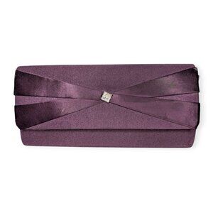 Coloriffics Plum Purple Satin Accent Clutch/Shoulder Bag 9" x 4" x 1"
